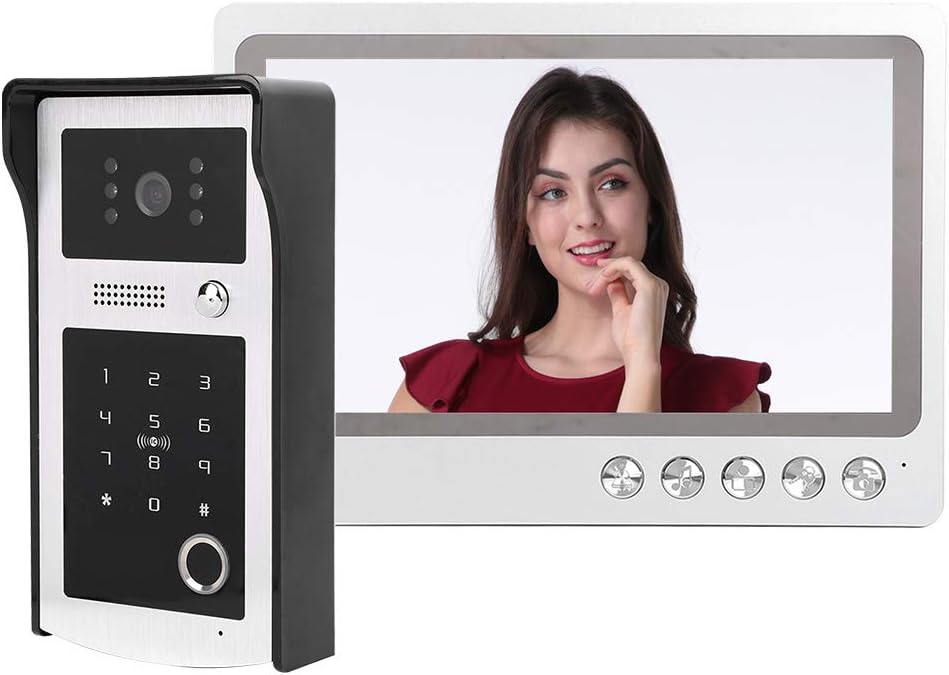 Villa WiFi Video Door Phone, Video Doorbell Intercom System with 9in TFT LCD Screen, IP65 Waterproof Fingerprint Password IC Card Door Entry System, Night Vision, Dual-way Intercom, Remote Access(US)