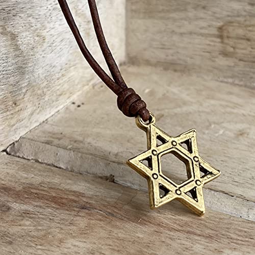 Star Of David Necklace For Mens - Gold Bat Mitzvah Gift, Jewish Jewelry, Hexagram Symbol, God Help Us, Girls Gifts, Women Spiritual Pendant (Gold) #TOP1