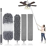 UIMO® Dusters for Cleaning, Retractable Microfiber Gap Dust Cleaner with Extension Pole 30'' to 100'', Reusable Long Handle Feather Duster Kit for Cleaning High Ceiling Fan, Furniture, Blinds