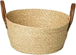 Cesta Mocca em Palha Trançada da Paramount: Cesta Organizadora Multiuso em Fibra Natural, 24x11 cm, Estilo Rústico e Artesanal