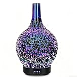 Essential Oil Diffuser Glass Aromatherapy Electric Ultrasonic Cool Mist Aroma Diffuser Scented Oil 3D Firework Diffusers, Whisper Quiet Waterless Auto Shut-Off for Home Office SPA Yoga 120ml
