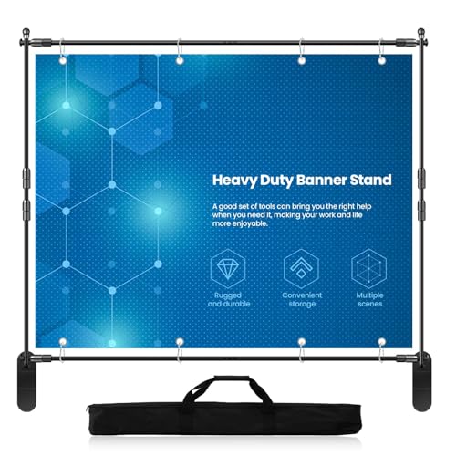Jiang&Rong 10x8ft Photo Backdrop Stand Kit - Adjustable Telescopic Booth Background Stand with Step and Repeat Frame for Professional Photography, Trade Shows, Events