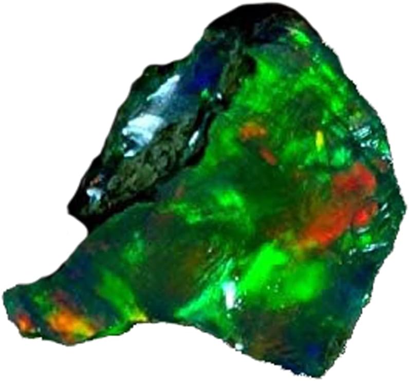 Aurora Black Opal Ring - Large Raw Opal, Emerald Green, 2.70 Cts, Natural Ethiopian, Multi Fire, 11x13x5mm, SM17-18