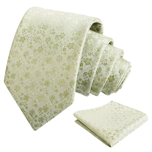 Image of Alizeal Mens 3.15inches Exquisite Floral Tie with Small Flower Printed Pocket Square