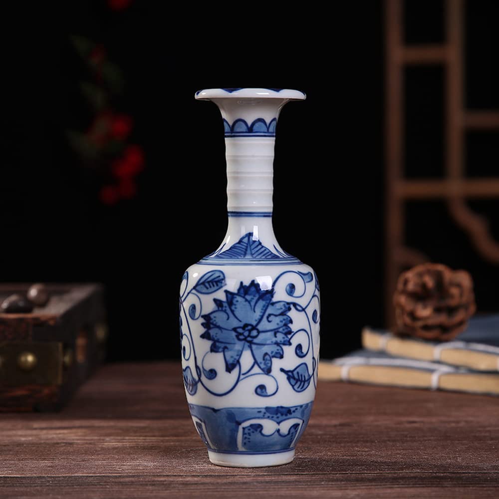 asdchZen Small Blue And White Porcelain Vases Blue Chinoiserie Decor Ceramic Flower Vases Chinoiserie Porcelain Classic Decor For Ornamental Vase Table Centerpieces Bookshelf Decor,A