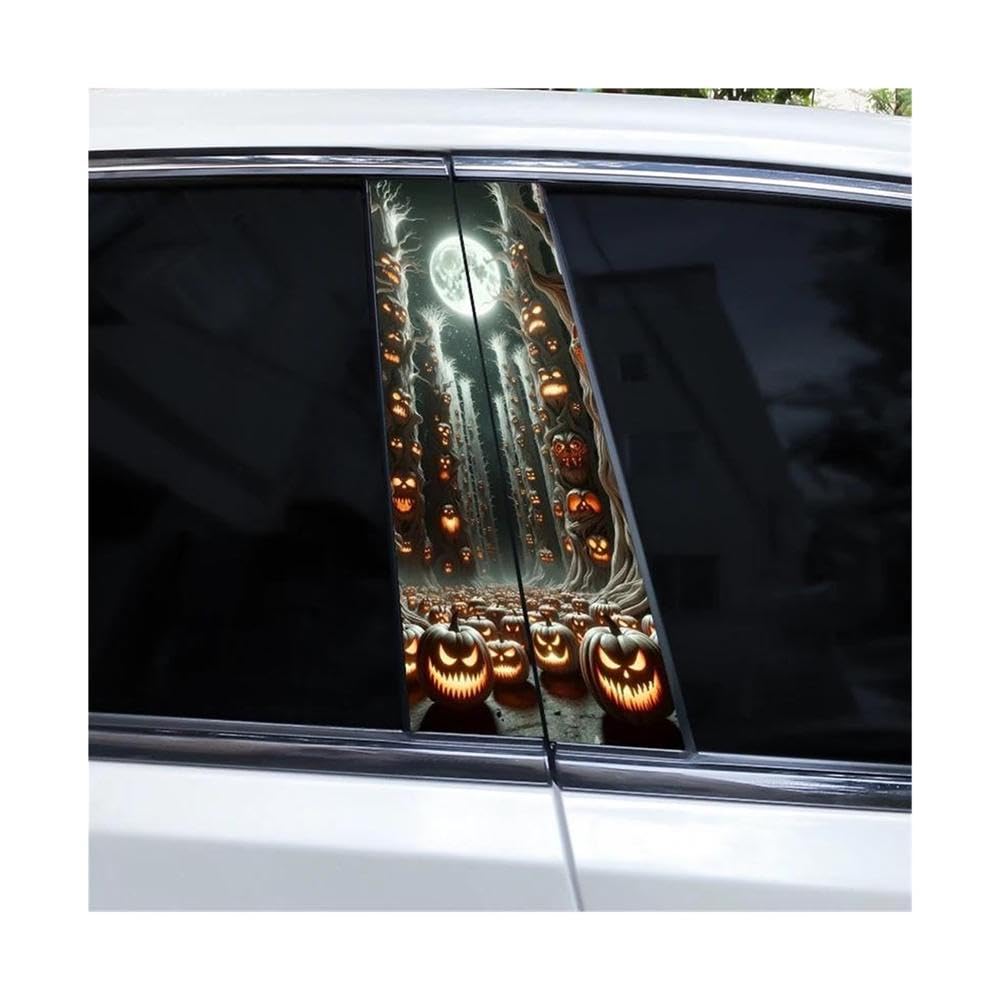 Decorative Items 2pcs Horror Pumpkin Decals DIY Car Center Pillar Vinyl Stickers(M)