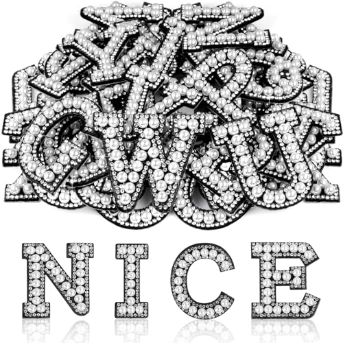 ASTARON 26 patchs lettres adhésifs strass perle