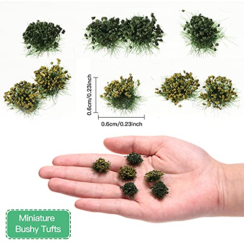 Honoson 56 Pieces Miniature Green Bushy Tufts Lowland Shrubs Tuft Terrain Model Kit for Train Landscape Railroad Scenery Military Layout Model Gaming Terrain Scale Train Accessories - Image 4