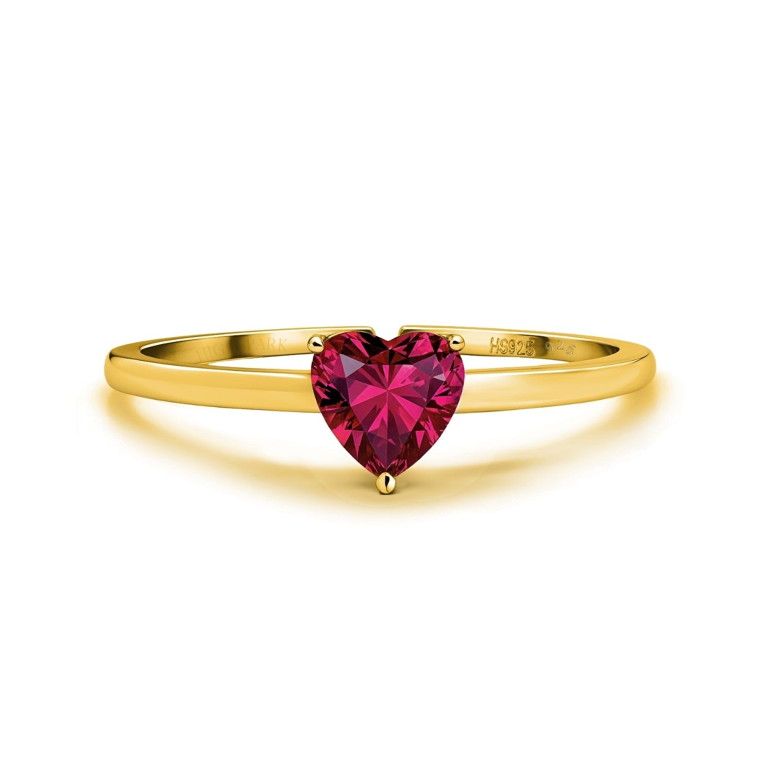 925 Silver Red Heart Solitaire Ring in 18K Gold Finish | 92.5 Sterling Silver & Deep Ruby Romance | Lovely Gift. RG-041-image-8