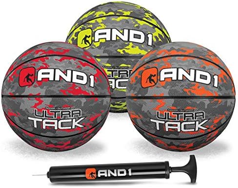 AND1 Mini Basketball 3 Pack Set for Kids (Deflated w/Pump Included): - Size 3 7-Inch Premium Youth Size Basketballs, Easy to Grip, Made for Indoors and Outdoors