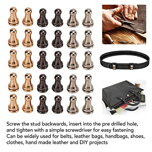 image for HEEPDD 30Pcs Monk Rivets, Round Head Button Stud Screws Chicago Screws