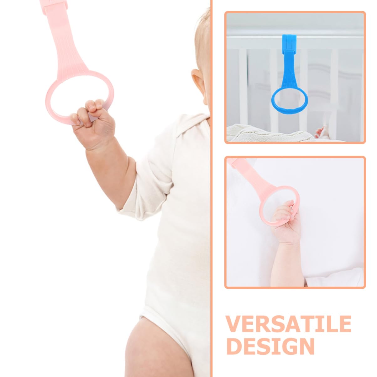 OHPHCALL Portable Newborn Crib Hanging Rings Toddler Walking Assist Tools Boys and Girls Pull Ring Learning Standing