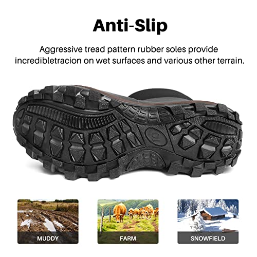 Obcursco Mens Rain Boots, Insulated 6mm Neoprene Rubber Boots for Men and Women Waterproof, Durable Hunting Boots Great for Cold Weather, Farm Working and Fishing4