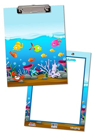 Underwater Theme Design Exam Pads| 2 in 1 Clip Boards|Writing Pads with Whiteboard and Marker for Birthday Return Gifts for Kids
