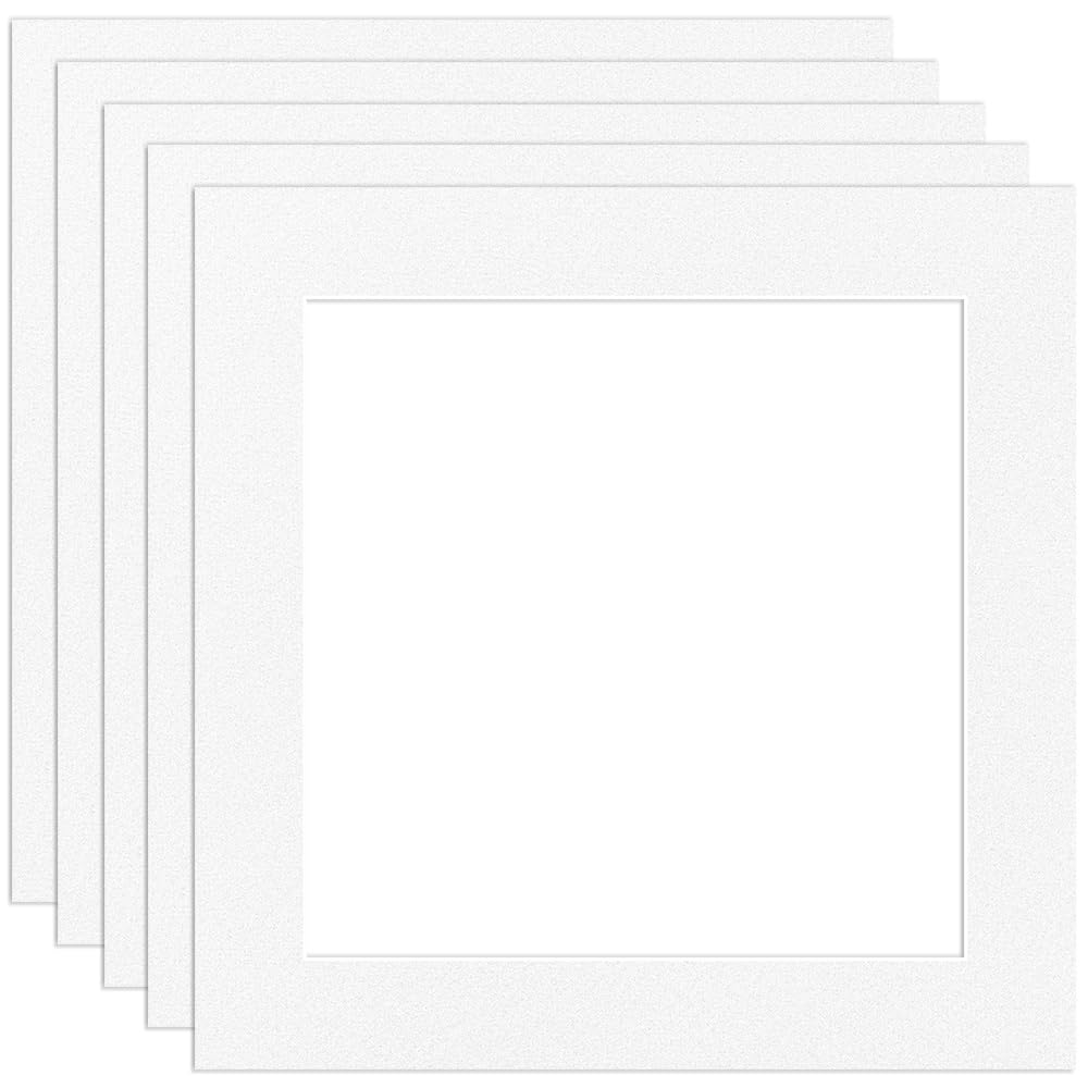 Procut Global 8x8" White Picture Mounts Board to Fit 6x6" Aperture Size - Photo Mount Card Ideal for Prints, Artwork, Crafts & Certificates - Sizes & Colors Available - Pack of 5