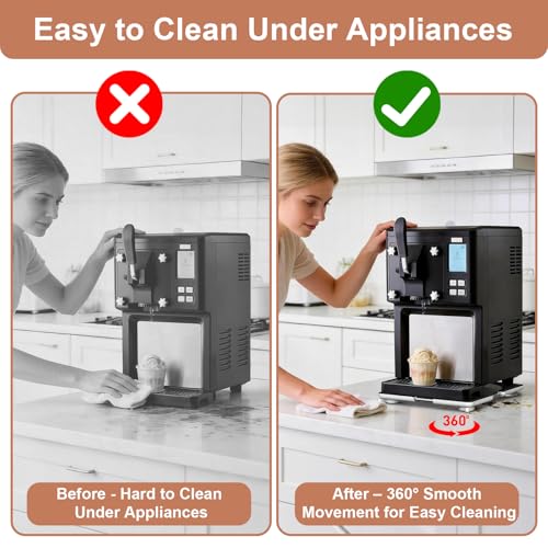 Image of Adjustable Appliance Sliding Tray - Expandable 11 inch x 11 inch- 20 inch x 20 inch | Slider Tray for Kitchen Appliances - 360 Countertop Rolling Tray with Locking Brakes for Coffee Makers