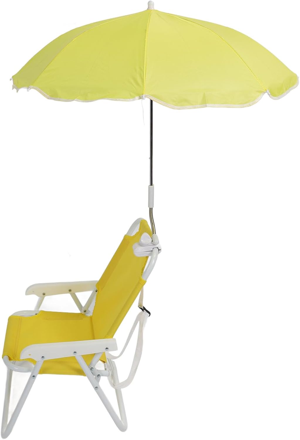 Asixxsix Kids Beach Chair, Adjustable Umbrella Folding Beach Chair Kids with Canopy for Camping Picnics Parks Concerts Outdoor Activities Holds 50kg (Yellow)