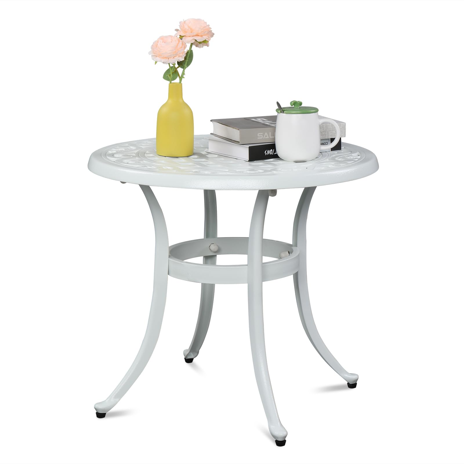 Vingli 24 Cast Aluminum Outdoor Side Table All Weather Round