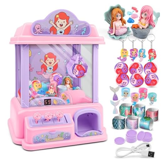 BTEC Claw Machine for Kids,Mermaids Mini Toy Claw Machine for Girls,Vending Machine & Candy Claw Machine for Children Age 5-7 8-10 10-13 Years Old