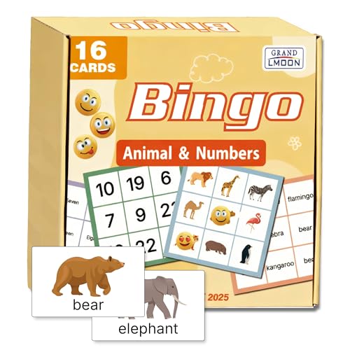 GRANDLMOON Large Print Bingo Game Set for Seniors, Double-Sided Animal