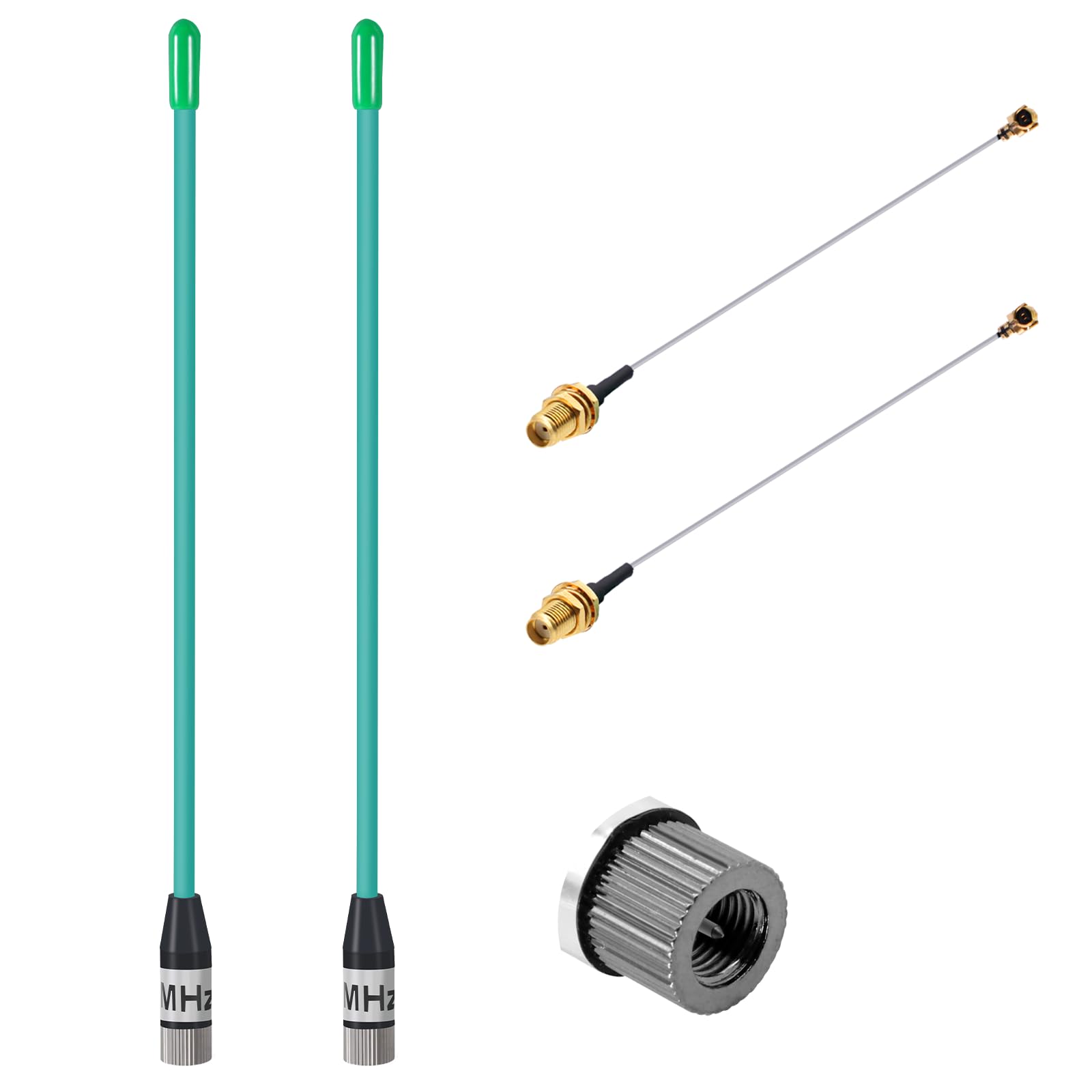 Gbformat 10dBi Gain/868MHz LoRa Antenne für ESP32/LoRa32 V3/LoRa32u4 II, SMA Stecker 185mm + (U.FL IPX) auf SMA Buchse Kabel für Meshtastic LoRa Long Range Soft Whip-Antenne (2PCS-Grün)