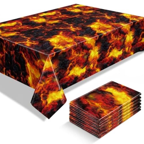 Image of Tiamon Lava Tablecloth, Fire Flame Tablecloth Decoration, 54 inch x 108 inch,6 Pcs
