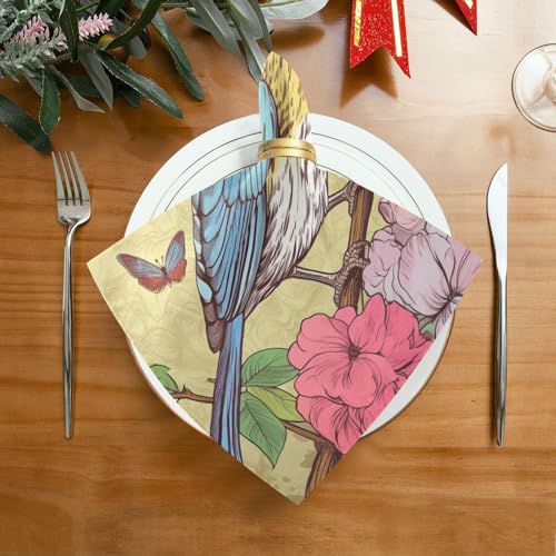 Servilletas de tela cuadradas Spring Birds set de 6 miniatura 2