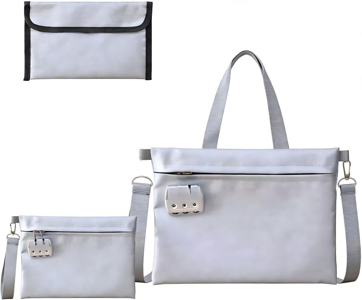 3個 耐火バッグ コンビネーションロック付き 防火 防水 耐火袋 モバイルバッテリー 耐火ケース 1200℃ 軽量携帯可能 鍵付き