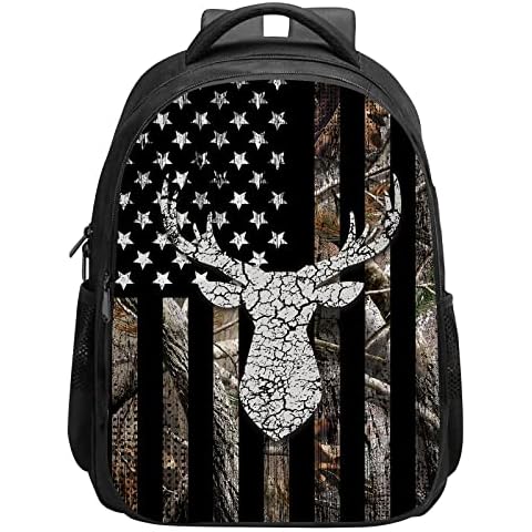 SARA NELL Kids Deer School Backpack for Boys Girls,Hunting Camo Deer School Bags Bookbags with 2 Main Compartment, Primary Elementary Student Backpack, 15.7 Inches Cover