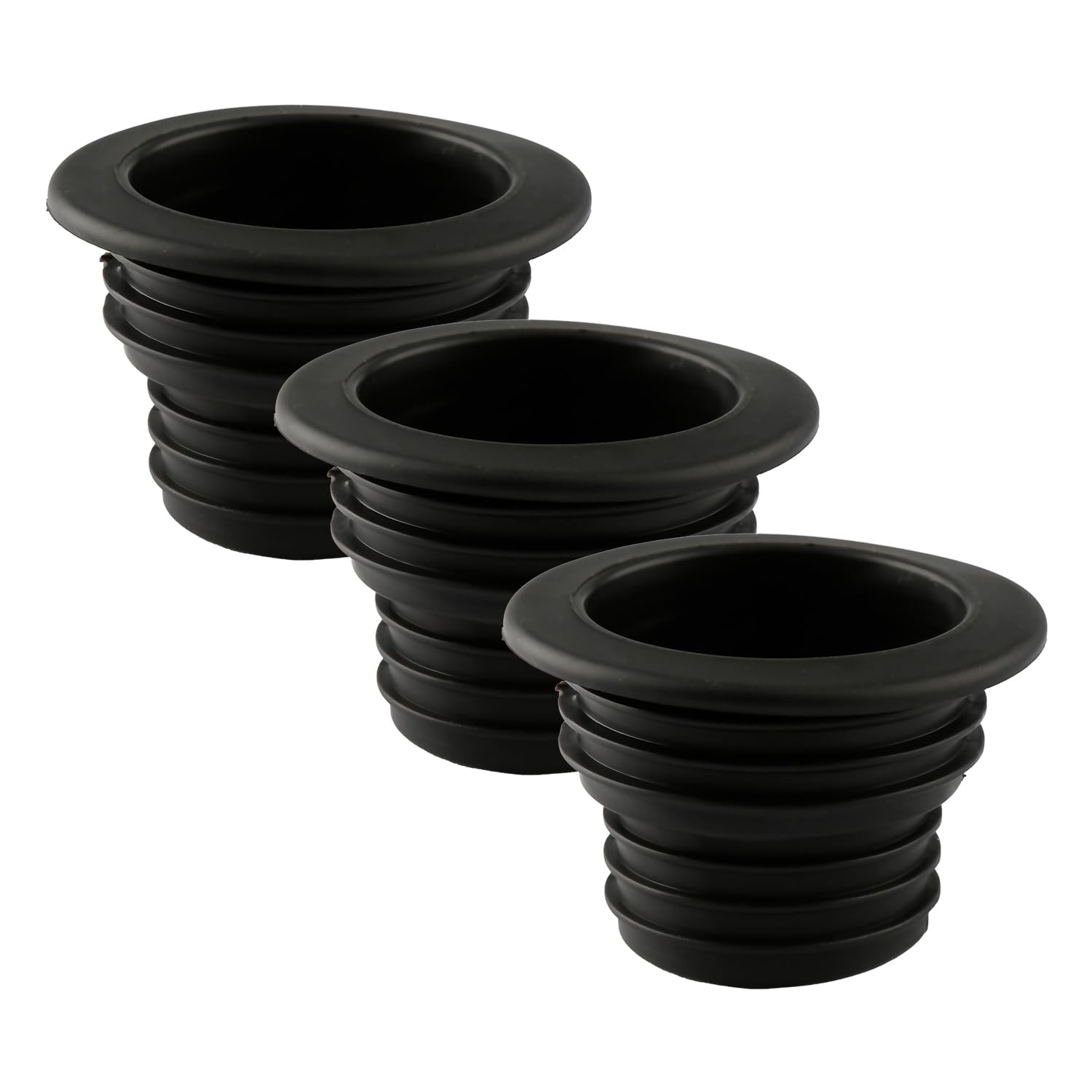 Hopzab 3 PCS Universal Silicone Drain Pipe Plug, Odor-Blocking Sealing Plug for Washing Machine, Kitchen, Bathroom, Bathtub & Laundry Room, Flexible Sewer Seal Ring(Black)