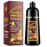 Brown Hair Dye Shampoo 3 en 1,Champú para tinte de pelo castaño oscuro, Hair Color, Champú de Color Para el Cabello Instantáneo,champú para tinte de pelo natural y duradero para hombres y mujeres