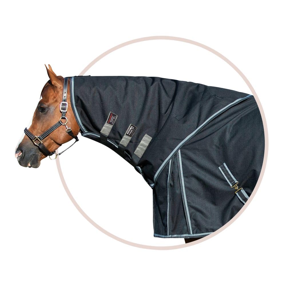 ArmorFlex Challenger II V-Free Horse Neck Cover | Wither Relief and Cutback | Horse Blankets for Winter Waterproof | Protection & Durability | Winter Horse Blanket | Size X-Large | Color Black/Gray