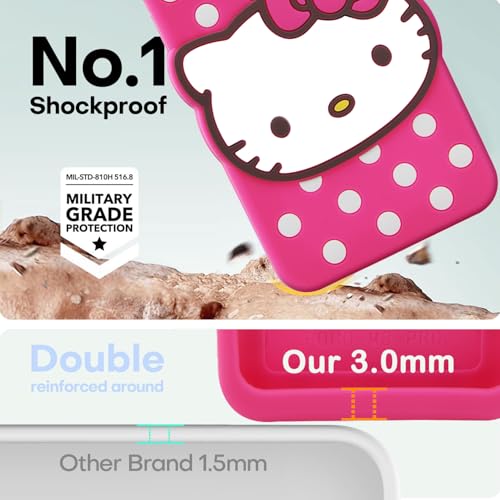 Image of Phone Case for Samsung Galaxy A30 4G, Silicone, Hello Kitty Soft Protective Case, Hot Pink with White Polka Dots, DHKSC0275, 16.5 x 8.5 x 2.5 cm