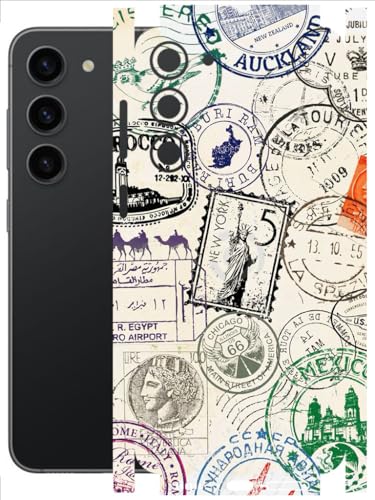 Image of AtOdds - Full Body Back Screen Guard Protector Film - Lamination Wrap Skin Sticker Compatible with Samsung Galaxy S23 (5G) | Scratchproof Matte Finish (Stamps)