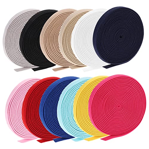 DOITOOL 12Pcs Elastic Bands Thick Sewing Straps with High Elasticity for Comfortable Clothing Accessories Soft and Durable for Crafting and Costumes Random Color
