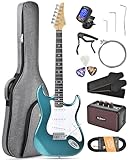 Leo Jaymz Beginner Electric Guitar Complete Kit with Portable Amp, Padded Gig Bag & Full Accessories, Maple...