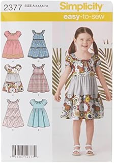Simplicity A 3-4-5-6-7-8 Sewing Pattern 2377 Childs Dresses, multicolour