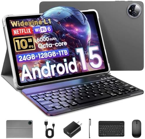Amazon.com : Raemond 10 Inch Tablet Android 15 with Keyboard, 24GB RAM ...