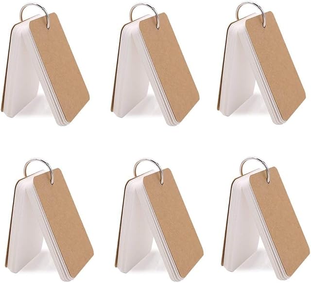 Koogel 6 Pack Revision Flash Cards, 300pcs 2.2 x 3.5 Inches White Mini Blank Cards Kraft Flash Paper Study Index Cards for Back to School College Stationary Supplies