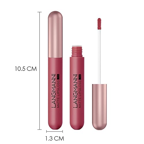 Miniatura 7 de Juego de 6 lápices labiales de terciopelo mate nude, pigmento rico y duradero, con forma de tubo de cápsula, colección de regalo para mujeres/niñas
