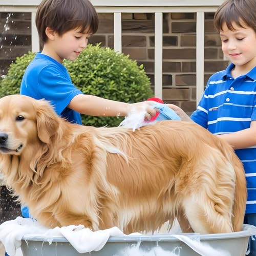 Guduling 2 Stück Hunde Waschbürste,Badebürste Hund,Badebürste Gummistriegel,Verstellbare Pet Bath Brush für Hauskatzen,Katzengesichtskratzer,Hund Katzenmassagegerät (Grün + Gelb)