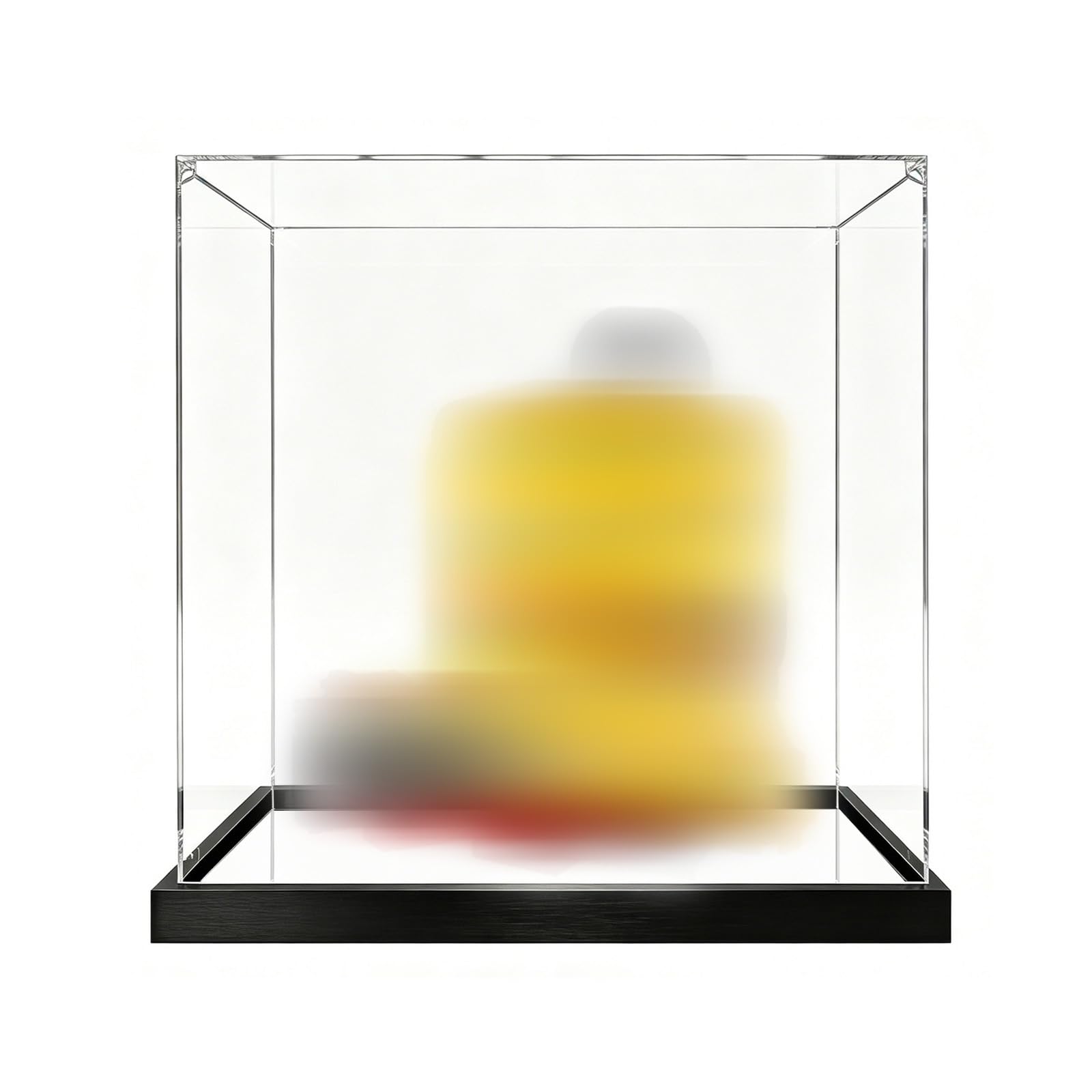 Akrylowa gablota kompatybilna z Lego 40817, żółta, model walizki podręcznej, pyłoszczelne, przezroczyste pudełko do przechowywania, kompatybilne z Lego 40817 (model nie jest dołączony) (podstawa