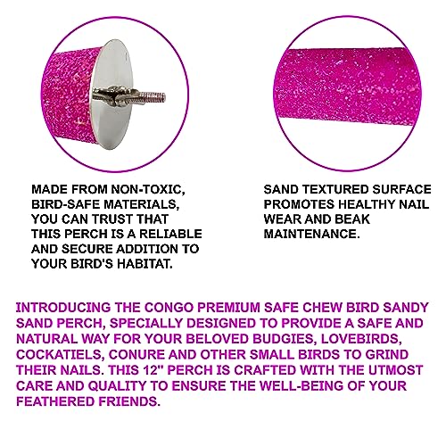 Image of Congo Premium 12 inch Safe Chew Bird Sandy Sand Perch for Grinding Nail for Budgies, Lovebirds, Cockatiels, Conure and Other Small Birds