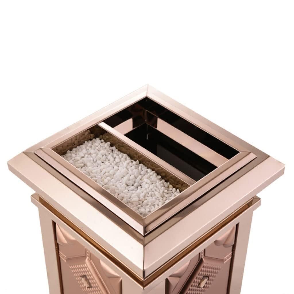 Stainless Steel Trash Can with Ashtray | Outdoor Cigarette Butt Trash Can | Vertical Design