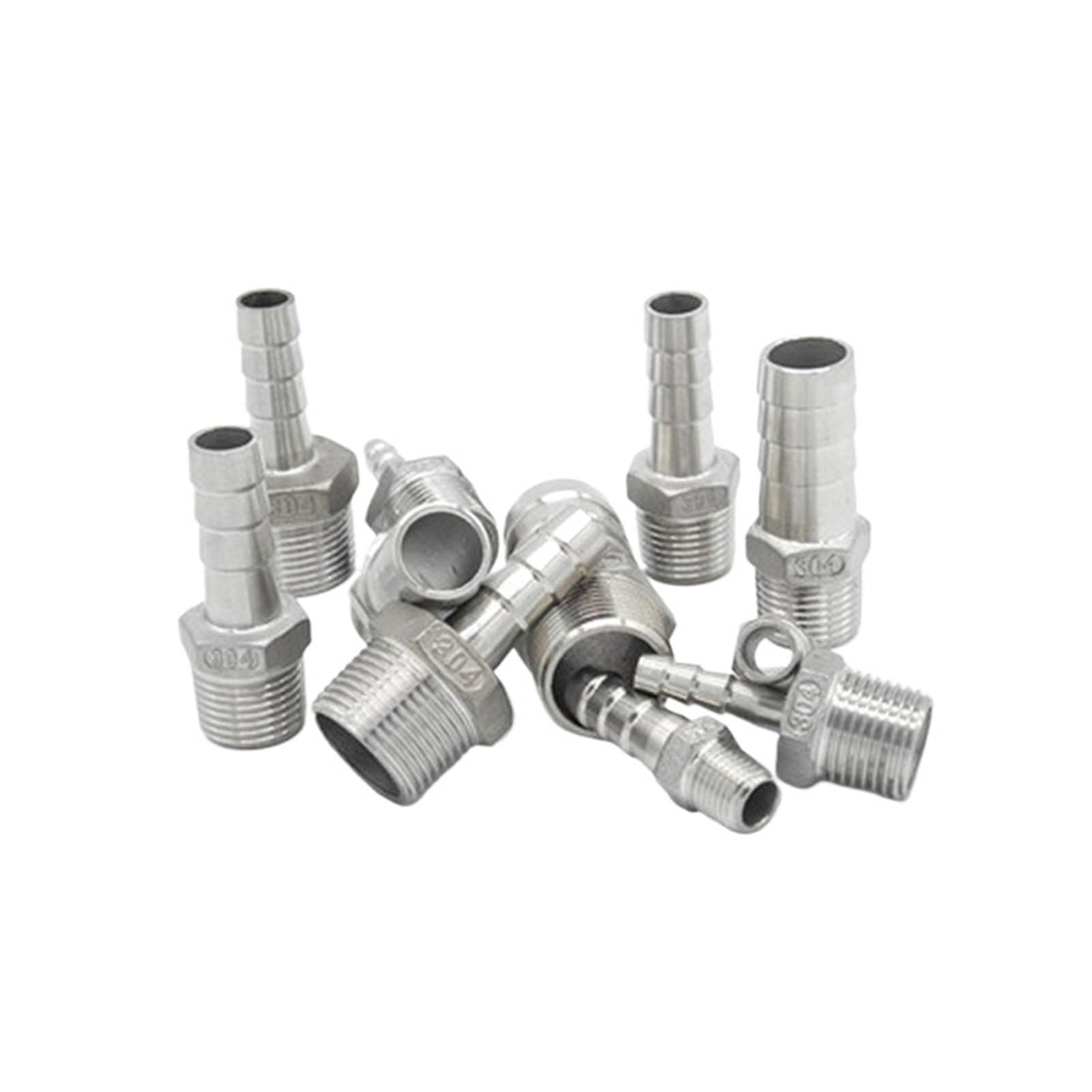 Tazyyzuu Men's One Color Stainless Steel Pipe Fitting 304 Bsp Thread X Barb Hose Tail Reducer Pagoda Joint Connector(12Mm Tube 1/2")