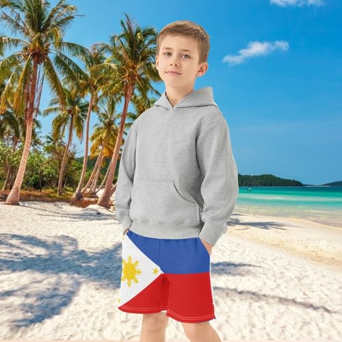 Boys Athletic Shorts Basketball Shorts Flags Printed Teens Hiking Gym Shorts with Pocket for Outdoor Activity 7-15 Y4