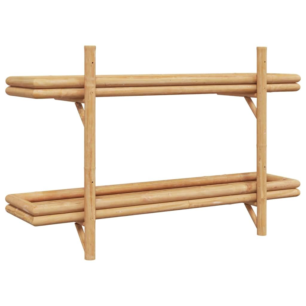 Estantería de pared de bambú marrón, 100 x 26 x 60 cm, estante montado en la pared para sala de estar, dormitorio, baño, diseño moderno, ecológico