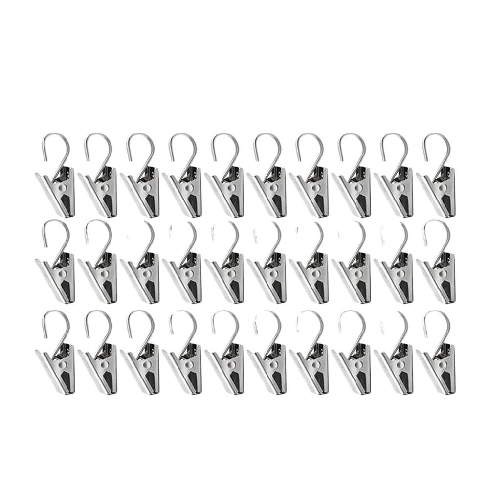 Stainless Steel With Hooks Heavy Duty Hanging Clamps Window Curtain(30PCS)