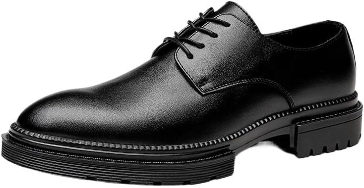 HBJWOV Men's Casual Business Soft Sole Formal British Thick Sole Round Strap Design Suitable for Daily Travel Breathable Versatile Comfortable and Wear-Resistant