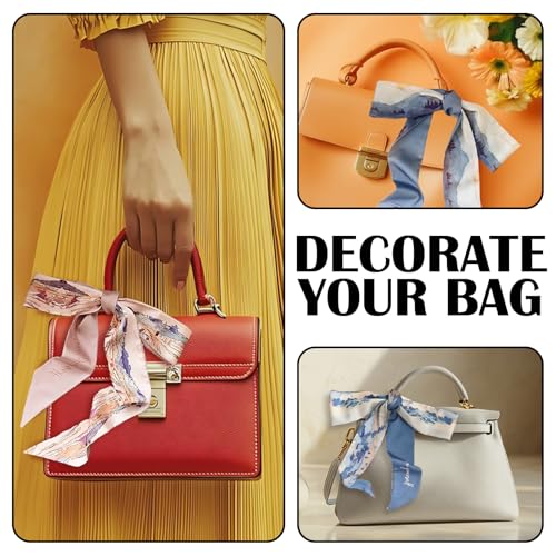 6 PCS Long Handbag Scarf for Purse Handles, Skinny Scarves for Bags Handle Lightweight2